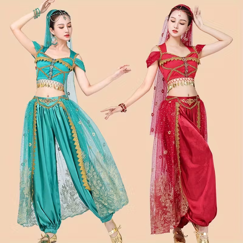 Women' Indian Dance Costume for Adults - Exotic Lehenga Chaniya with Saree/Evamee - Traditional South Asian Dance Outfit for Performances