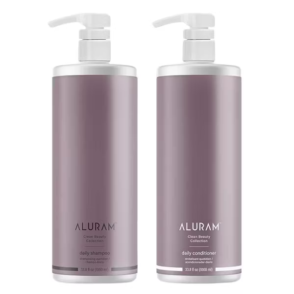 ALURAM DAILY Shampoo & Conditioner (33.8 oz DUO LITER SET KIT) Coconut Water Based | Clean Hydration and Shine for All Hair Types