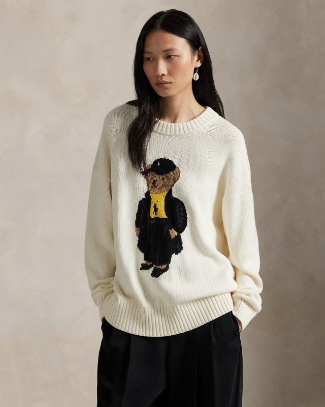 Polo Bear Cotton Crewneck Sweater