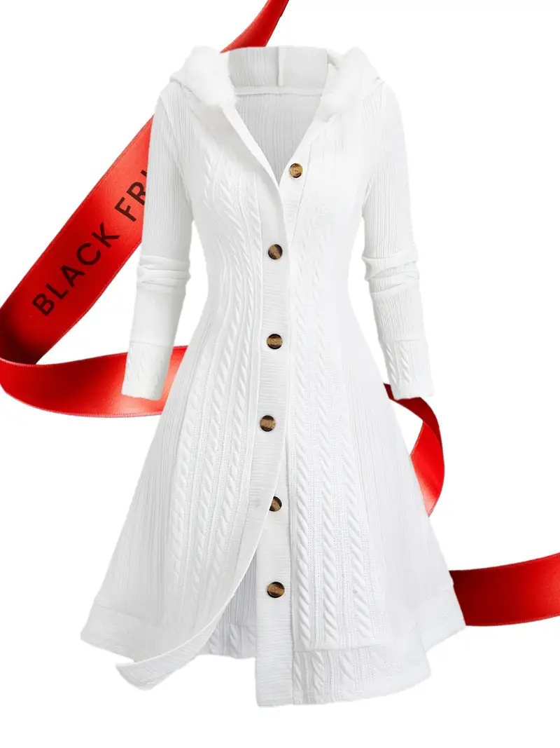 Plus Size - Plus Size Y2K Plaid Faux Fur Patchwork Hooded Coat with Buttons, Long Length