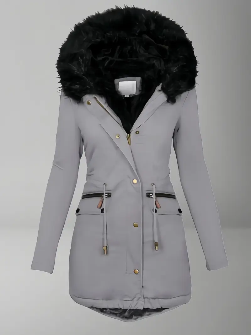 Plus Size, Plus Size Winter Warm Hooded Full-Zip Parka Coat - Mid-Length Jacket with H-Line Silhouette, Full-Zip Front