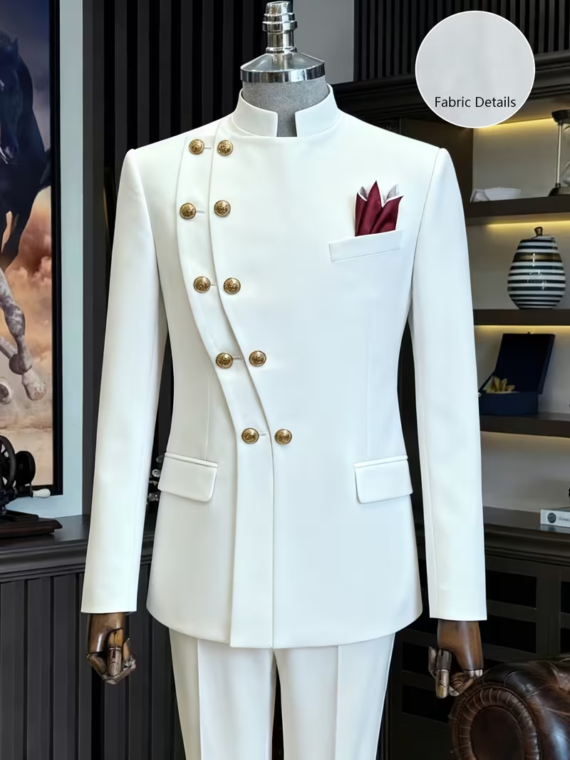 Men'S Elegant Solid Color Stand Collar Button Long Sleeve Jacket - Machine Washable Regular Fit Suitable for All Seasons, Made of High-Quality Non-Transparent Fabric,