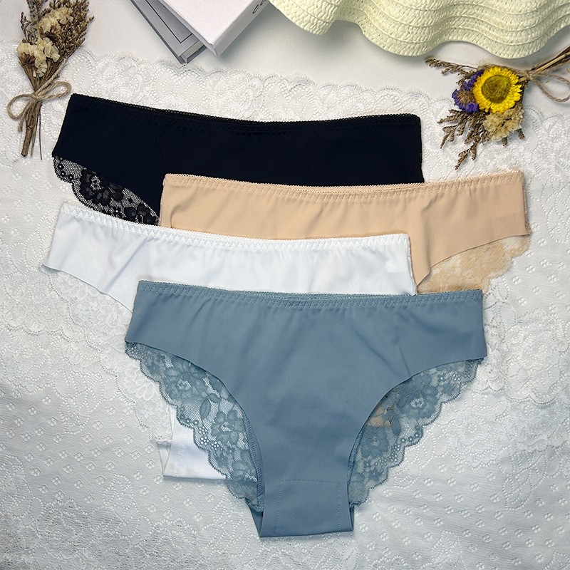 Ice Silk Underwear Women's Summer Light and Breathable Lace Seamless Cool Feeling Women's Briefs Large Size Women's Underwear