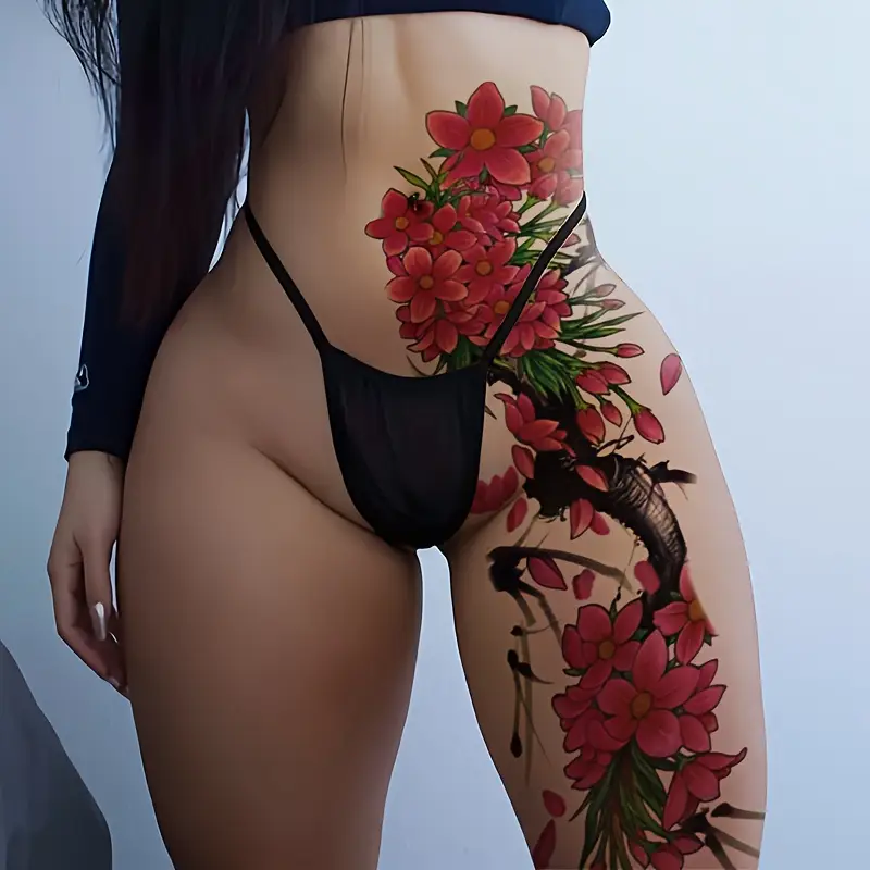 [Realistic Floral Tattoo] Waterproof Realistic Floral Temporary Tattoo Sticker | Vibrant Floral Design for Arms & Legs, Perfect for Birthdays, Dates, and Social Media Photos
