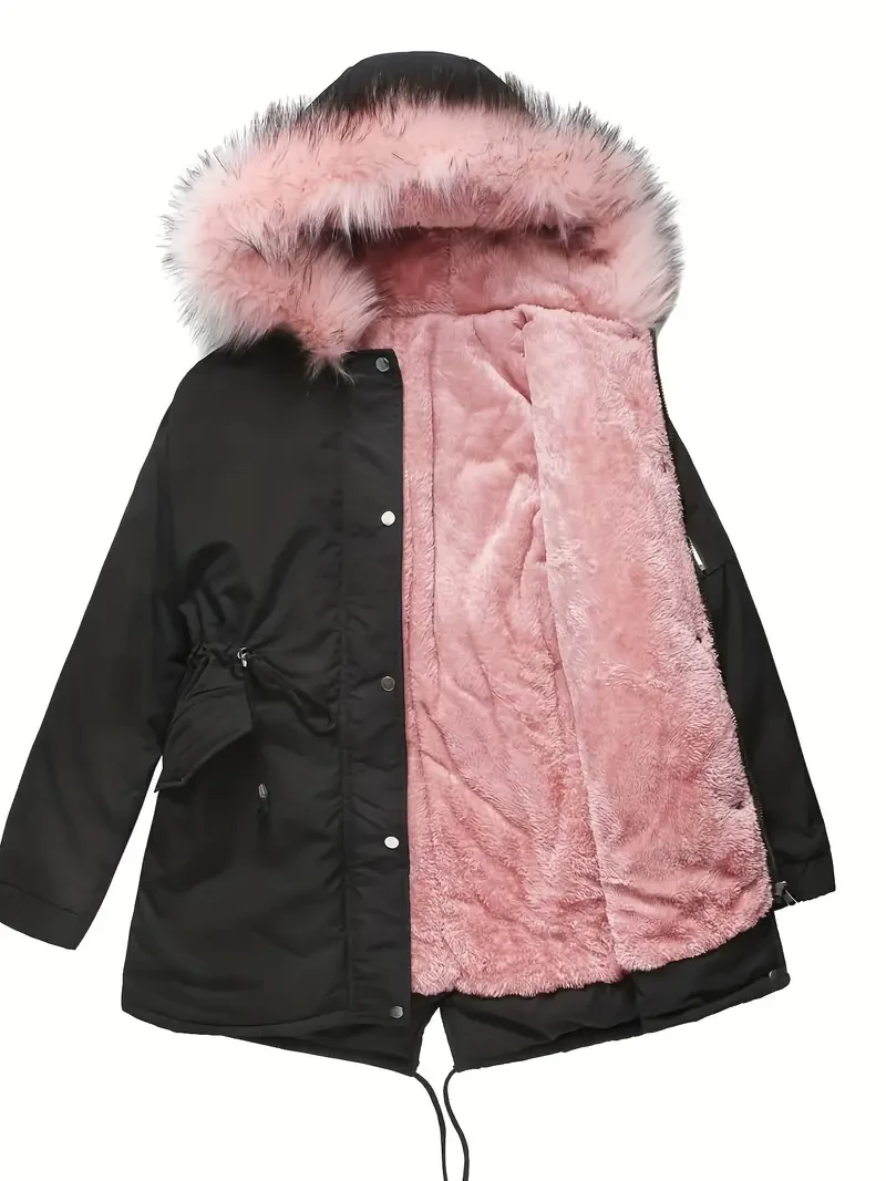 Women'S Large Size Winter Casual Parka Coat Medium Long Hooded Winter Warm Padded Coat Clothes