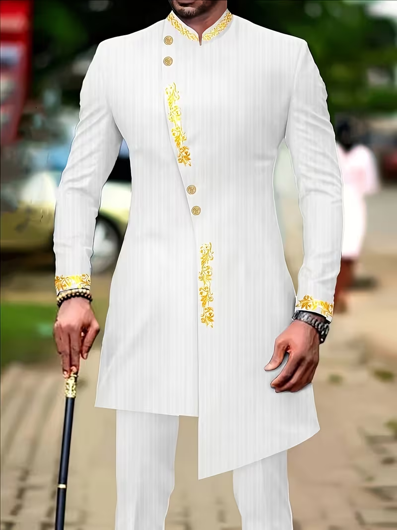 Men'S Casual Suit Long-Sleeved Two-Piece Midi Top And Trousers, Plus Size, Men Wedding Suit For Men, Men Wedding Suit Indian,