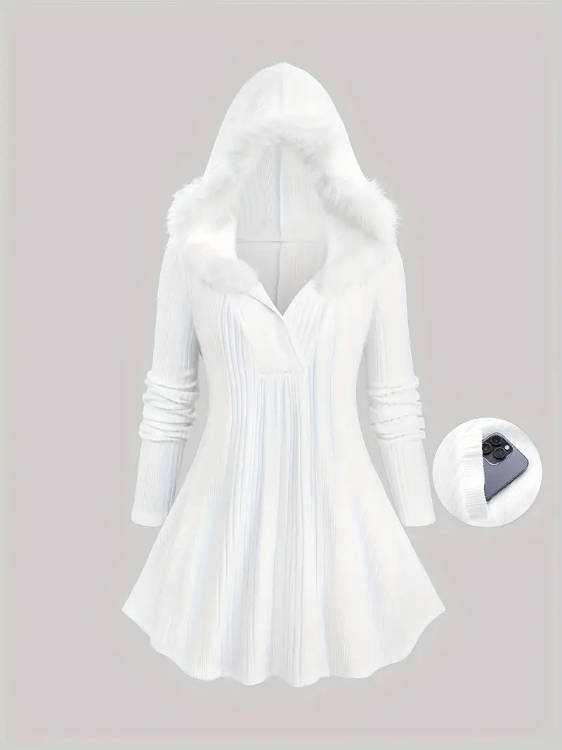 Plus Size - Plus Size Solid Color Surplice Ribbed Textured Fleece