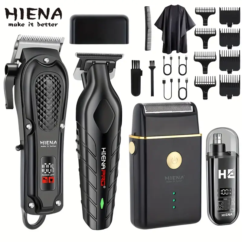 HIENA Electric Grooming Kit] HIENA 4-in-1 Rechargeable Electric Grooming Kit for Men | Hair Clipper, Electric Foil Shaver