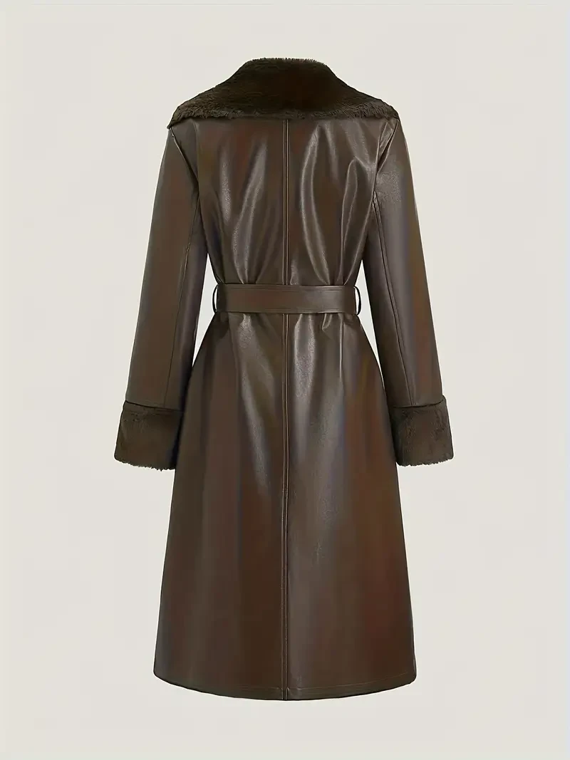 Plus Size, Women's Elegant Long Blazer Jacket with Collar & Button Front - Solid Color Tailored Coat for Spring/Autumn